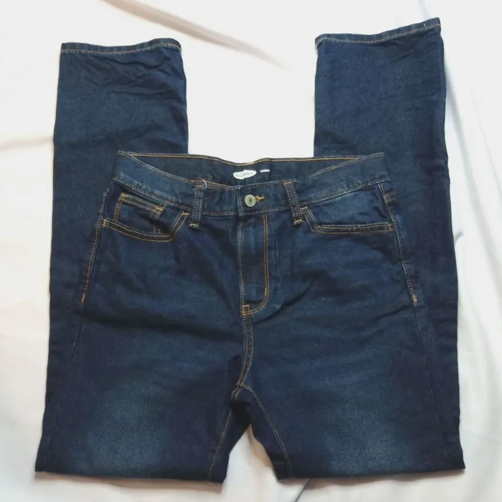 Old Navy Skinny Jeans Straight Leg Adjstbl Waist Blue Denim Pants Youth Girls 14